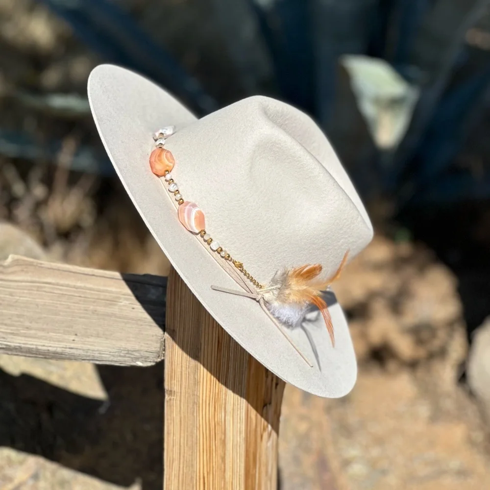Botswana Agate Freshwater Pearl Hat Band - Picture 3 of 8